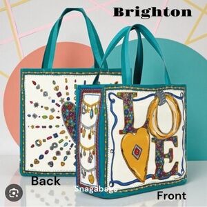 Brighton  Colorful Charmed Love Whimsical Festive Designer Tote Bag Canvas NWT
